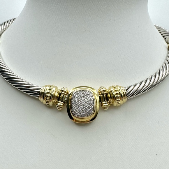 David Yurman Jewelry - David Yurman Albion Statement Cable Necklace With Diamonds and 18k Gold